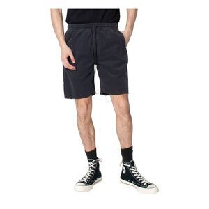 ZGY DENIM Mens Jetty Black Drawstring Flat Frong Relaxed Fit Cotton Shorts XXL